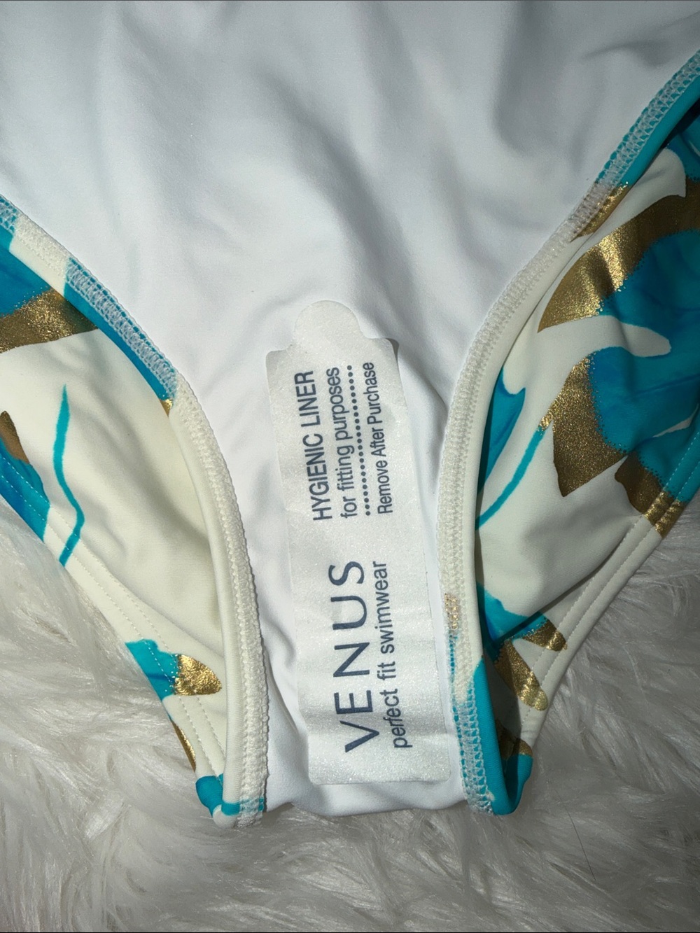 VENUS Turquoise, Gold & Cream One-Piece Swimsuit - Picture 6 of 9